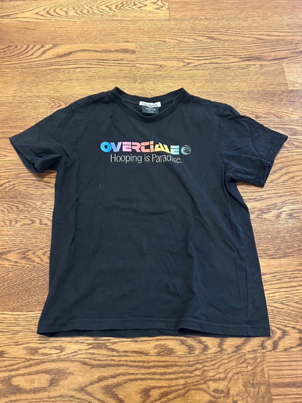 Overtime Youth "Hooping is Paradise' Black Graphic Tee SIze Med.